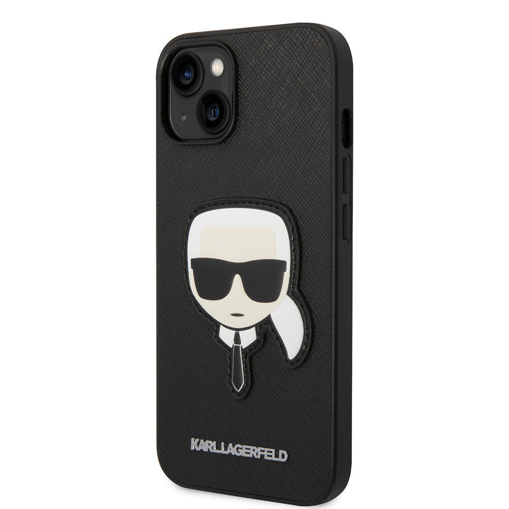 Futrola za Apple iPhone 14 Plus, Karl Lagerfeld, Saffiano Karl's Head, Crna