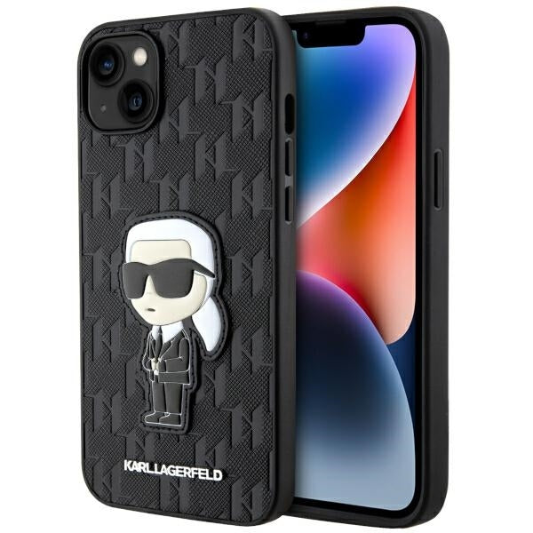 Futrola za Apple iPhone 14 Plus, Karl Lagerfeld, Saffiano Monogram Ikonik Karl, Crna