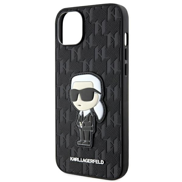 Futrola za Apple iPhone 14 Plus, Karl Lagerfeld, Saffiano Monogram Ikonik Karl, Crna