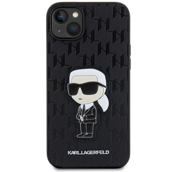 Futrola za Apple iPhone 14 Plus, Karl Lagerfeld, Saffiano Monogram Ikonik Karl, Crna