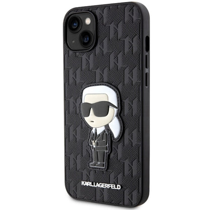 Futrola za Apple iPhone 14 Plus, Karl Lagerfeld, Saffiano Monogram Ikonik Karl, Crna