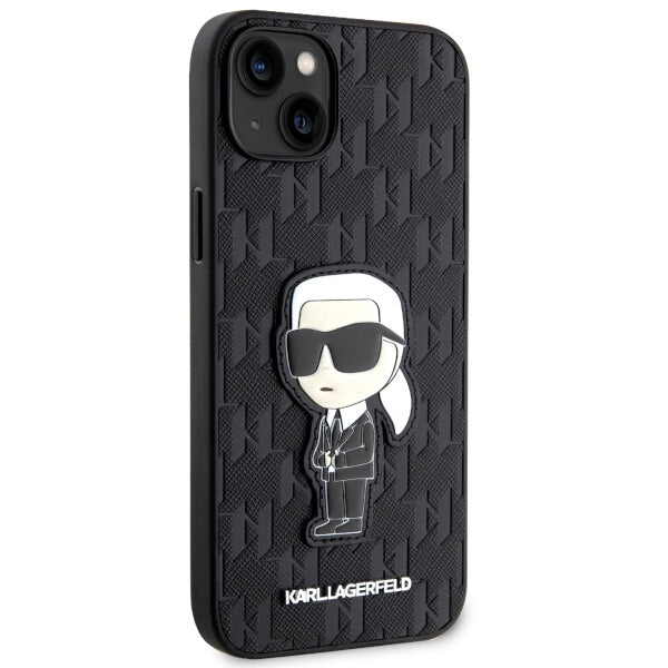 Futrola za Apple iPhone 14 Plus, Karl Lagerfeld, Saffiano Monogram Ikonik Karl, Crna