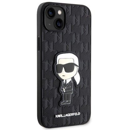 Futrola za Apple iPhone 14 Plus, Karl Lagerfeld, Saffiano Monogram Ikonik Karl, Crna