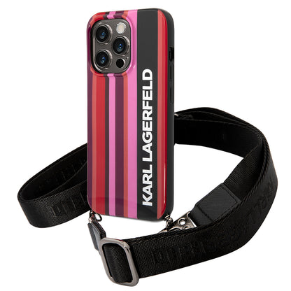 Futrola za Apple iPhone 14 Pro, Karl Lagerfeld, Color Stripes with Strap, Roze