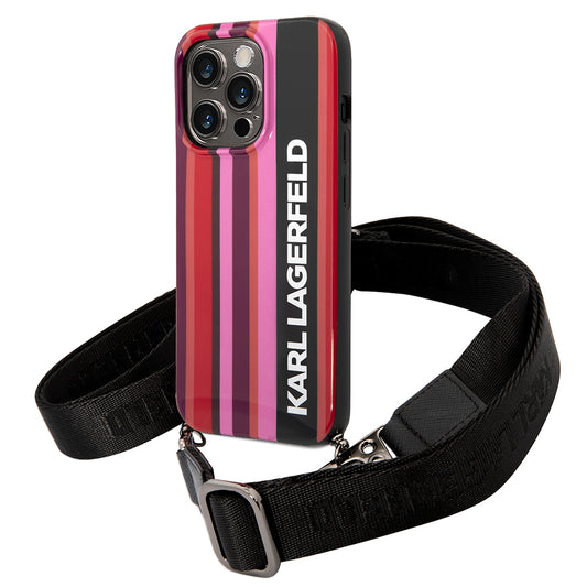 Futrola za Apple iPhone 14 Pro, Karl Lagerfeld, Color Stripes with Strap, Roze