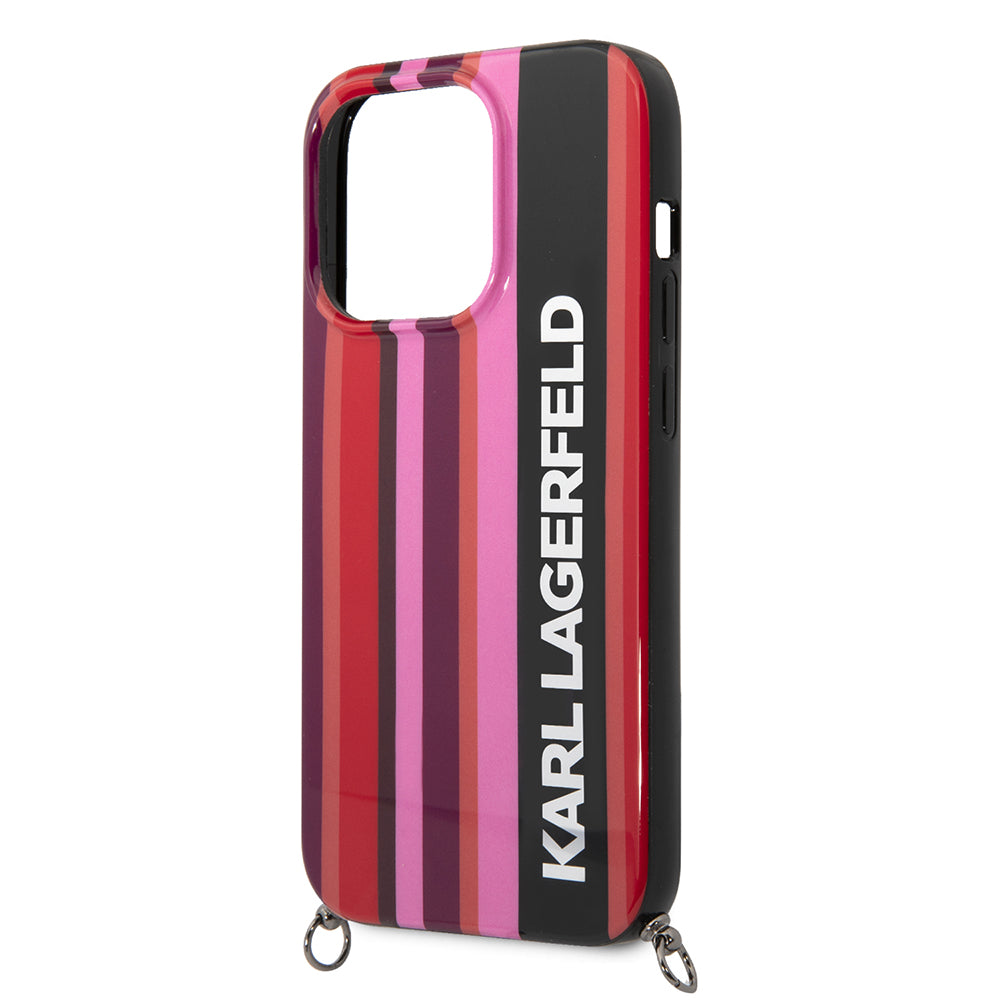 Futrola za Apple iPhone 14 Pro, Karl Lagerfeld, Color Stripes with Strap, Roze