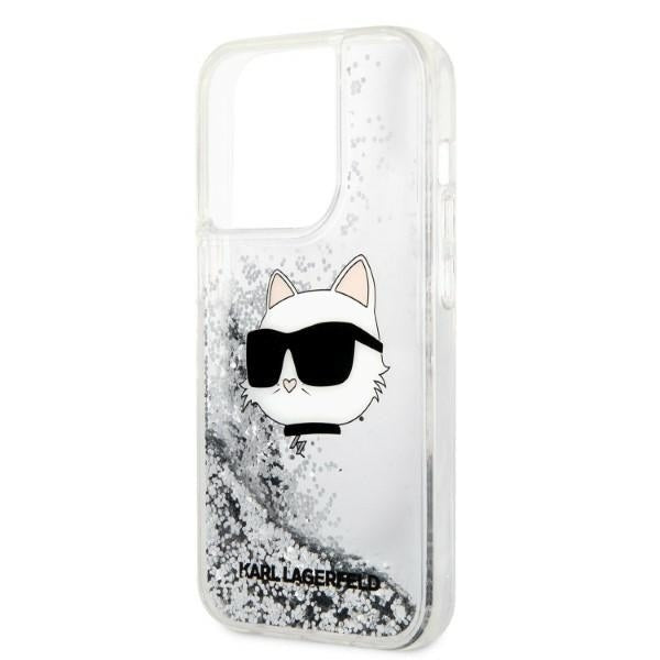 Futrola za Apple iPhone 14 Pro, Karl Lagerfeld, Glitter Choupette's Head, Srebrna