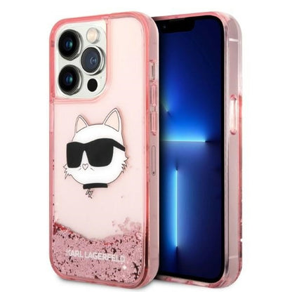 Futrola za Apple iPhone 14 Pro, Karl Lagerfeld, Glitter Choupette's Head, Roze
