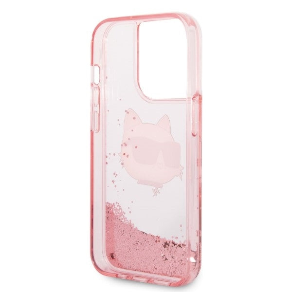 Futrola za Apple iPhone 14 Pro, Karl Lagerfeld, Glitter Choupette's Head, Roze