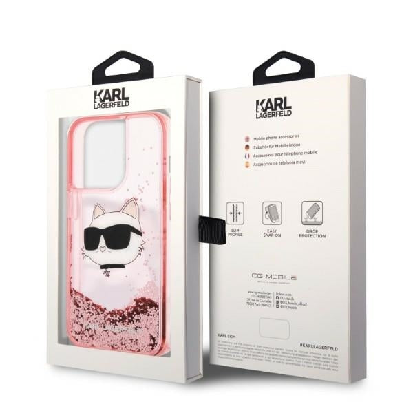 Futrola za Apple iPhone 14 Pro, Karl Lagerfeld, Glitter Choupette's Head, Roze