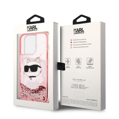 Futrola za Apple iPhone 14 Pro, Karl Lagerfeld, Glitter Choupette's Head, Roze