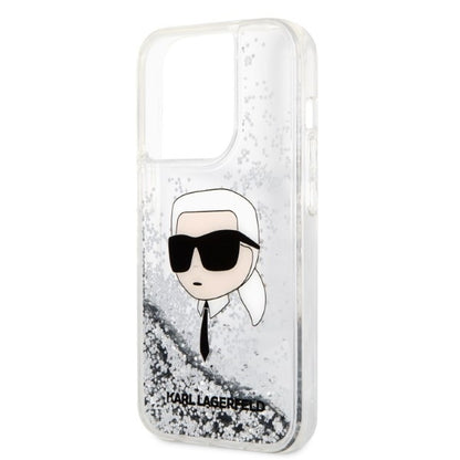 Futrola za Apple iPhone 14 Pro, Karl Lagerfeld, Glitter Karl's Head, Srebrna