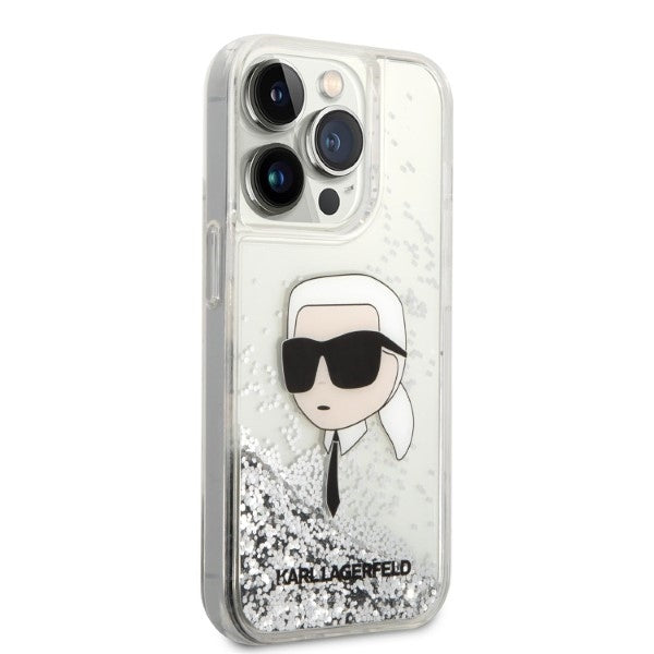 Futrola za Apple iPhone 14 Pro, Karl Lagerfeld, Glitter Karl's Head, Srebrna