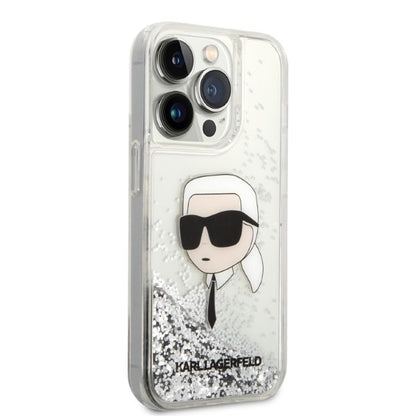 Futrola za Apple iPhone 14 Pro, Karl Lagerfeld, Glitter Karl's Head, Srebrna