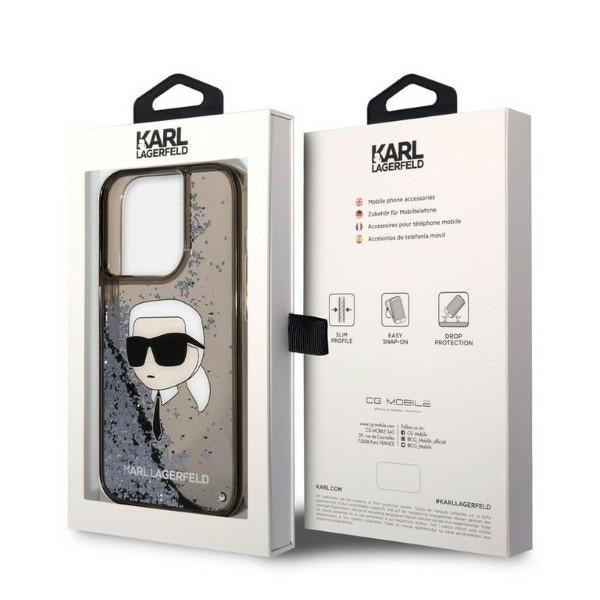 Futrola za Apple iPhone 14 Pro, Karl Lagerfeld, Glitter Karl's Head, Crna