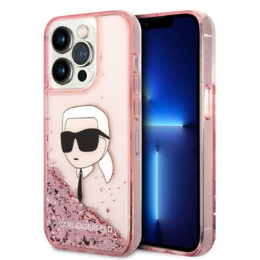Futrola za Apple iPhone 14 Pro, Karl Lagerfeld, Glitter Karl's Head, Roze