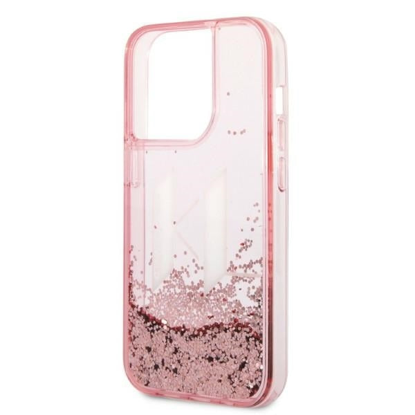 Futrola za Apple iPhone 14 Pro, Karl Lagerfeld, Glitter Liquid Big KL, Roze