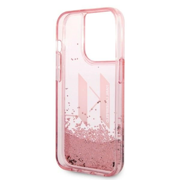 Futrola za Apple iPhone 14 Pro, Karl Lagerfeld, Glitter Liquid Big KL, Roze