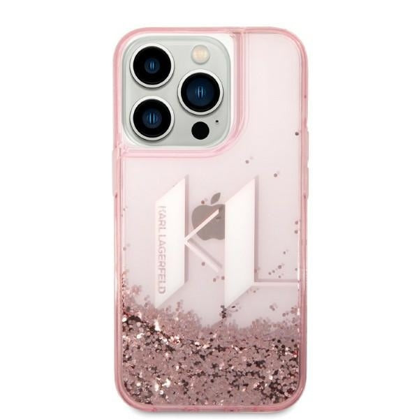 Futrola za Apple iPhone 14 Pro, Karl Lagerfeld, Glitter Liquid Big KL, Roze