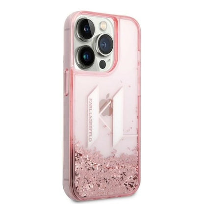 Futrola za Apple iPhone 14 Pro, Karl Lagerfeld, Glitter Liquid Big KL, Roze