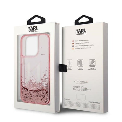 Futrola za Apple iPhone 14 Pro, Karl Lagerfeld, Glitter Liquid Big KL, Roze