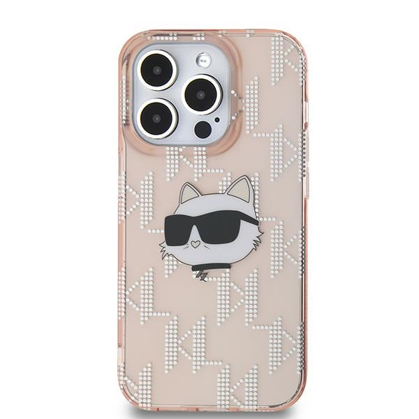 Futrola za Apple iPhone 14 Pro, Karl Lagerfeld, IML Luxury Monogram Choupette's Head, Roze