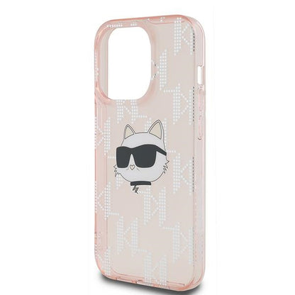 Futrola za Apple iPhone 14 Pro, Karl Lagerfeld, IML Luxury Monogram Choupette's Head, Roze