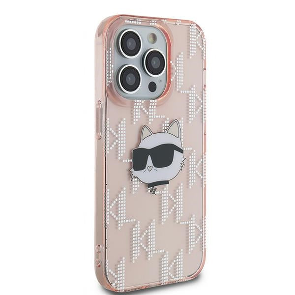 Futrola za Apple iPhone 14 Pro, Karl Lagerfeld, IML Luxury Monogram Choupette's Head, Roze