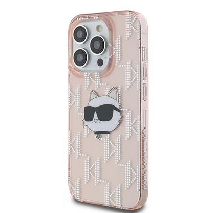 Futrola za Apple iPhone 14 Pro, Karl Lagerfeld, IML Luxury Monogram Choupette's Head, Roze