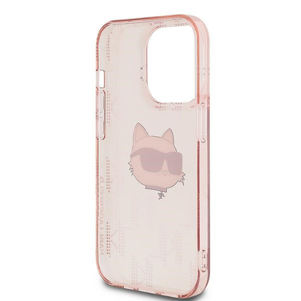 Futrola za Apple iPhone 14 Pro, Karl Lagerfeld, IML Luxury Monogram Choupette's Head, Roze