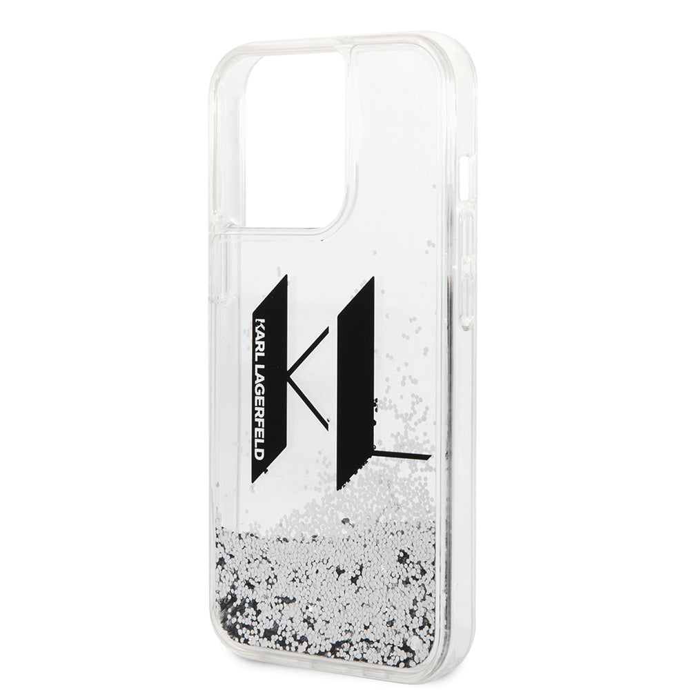 Futrola za Apple iPhone 14 Pro, Karl Lagerfeld, Liquid Glitter Big KL, Srebrna