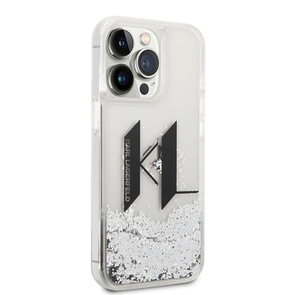 Futrola za Apple iPhone 14 Pro, Karl Lagerfeld, Liquid Glitter Big KL, Srebrna