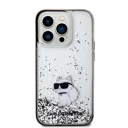 Futrola za Apple iPhone 14 Pro, Karl Lagerfeld, Liquid Glitter Choupette, Transparentna