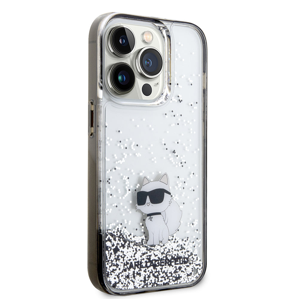 Futrola za Apple iPhone 14 Pro, Karl Lagerfeld, Liquid Glitter Choupette, Transparentna