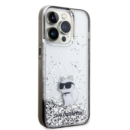 Futrola za Apple iPhone 14 Pro, Karl Lagerfeld, Liquid Glitter Choupette, Transparentna
