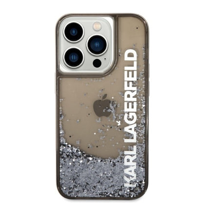 Futrola za Apple iPhone 14 Pro, Karl Lagerfeld, Liquid Glitter KL Logo, Crna