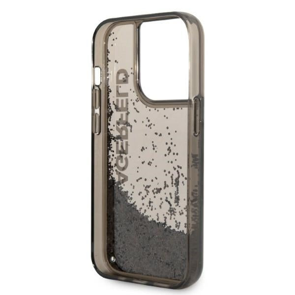 Futrola za Apple iPhone 14 Pro, Karl Lagerfeld, Liquid Glitter KL Logo, Crna