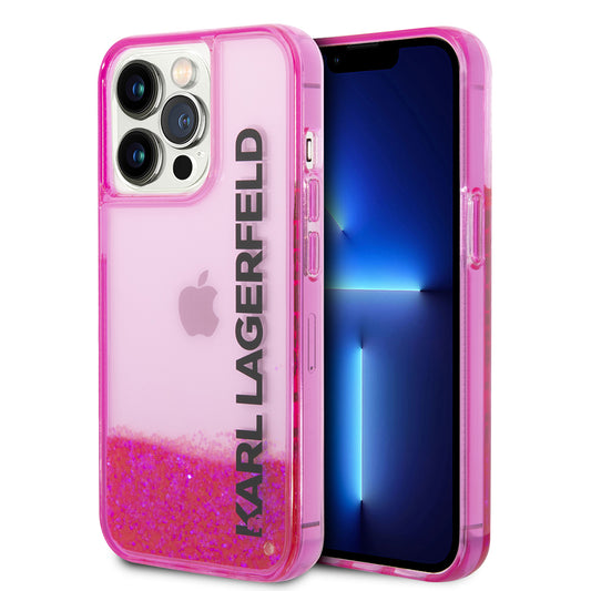 Futrola za Apple iPhone 14 Pro, Karl Lagerfeld, Liquid Glitter KL Logo, Roze