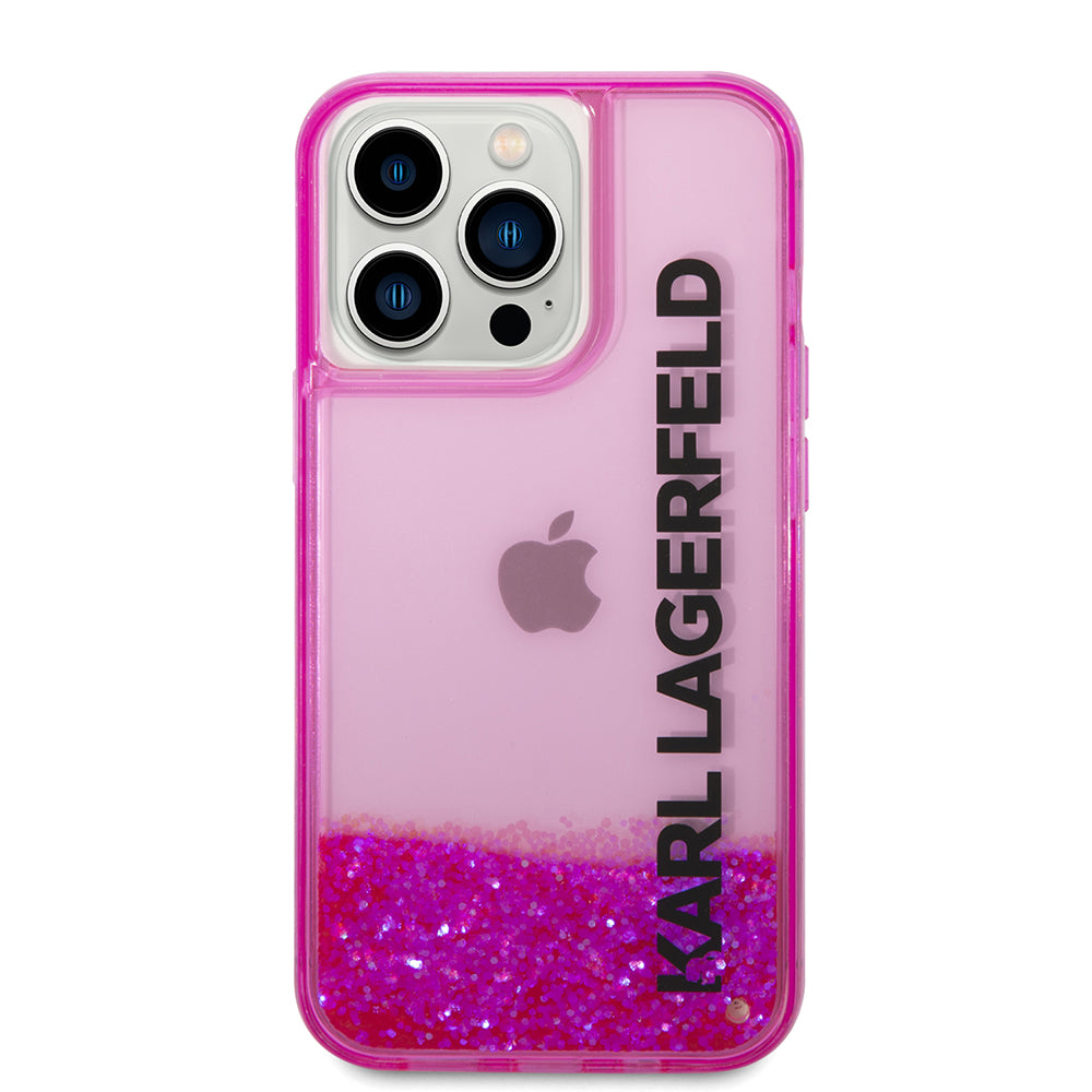 Futrola za Apple iPhone 14 Pro, Karl Lagerfeld, Liquid Glitter KL Logo, Roze