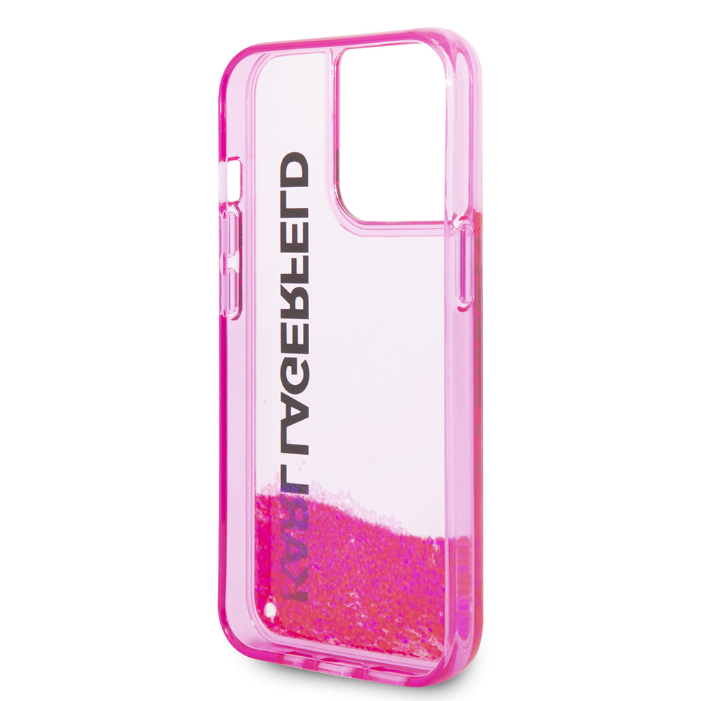 Futrola za Apple iPhone 14 Pro, Karl Lagerfeld, Liquid Glitter KL Logo, Roze