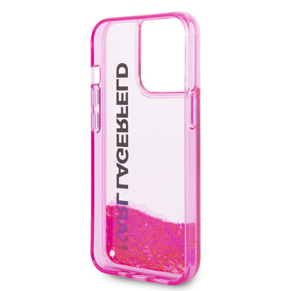 Futrola za Apple iPhone 14 Pro, Karl Lagerfeld, Liquid Glitter KL Logo, Roze