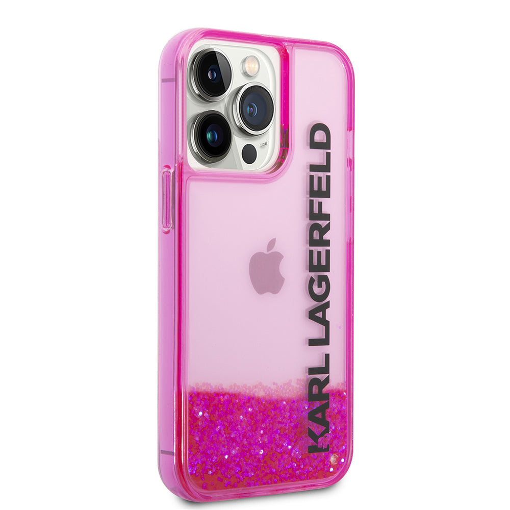 Futrola za Apple iPhone 14 Pro, Karl Lagerfeld, Liquid Glitter KL Logo, Roze