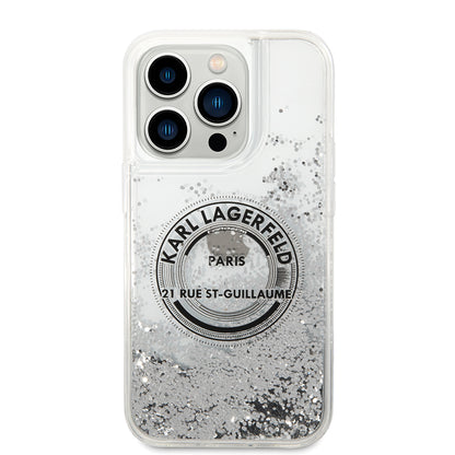 Futrola za Apple iPhone 14 Pro, Karl Lagerfeld, Liquid Glitter RSG, Srebrna