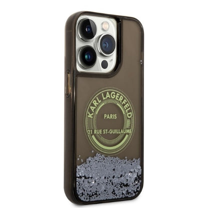 Futrola za Apple iPhone 14 Pro, Karl Lagerfeld, Liquid Glitter RSG, Crna