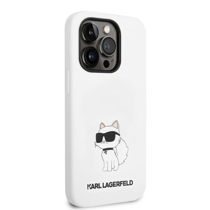 Futrola za Apple iPhone 14 Pro, Karl Lagerfeld, Silikonska Choupette, Bela