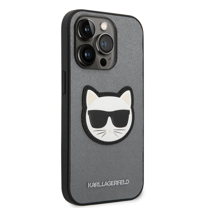 Futrola za Apple iPhone 14 Pro, Karl Lagerfeld, Saffiano Choupette's Head, Srebrna