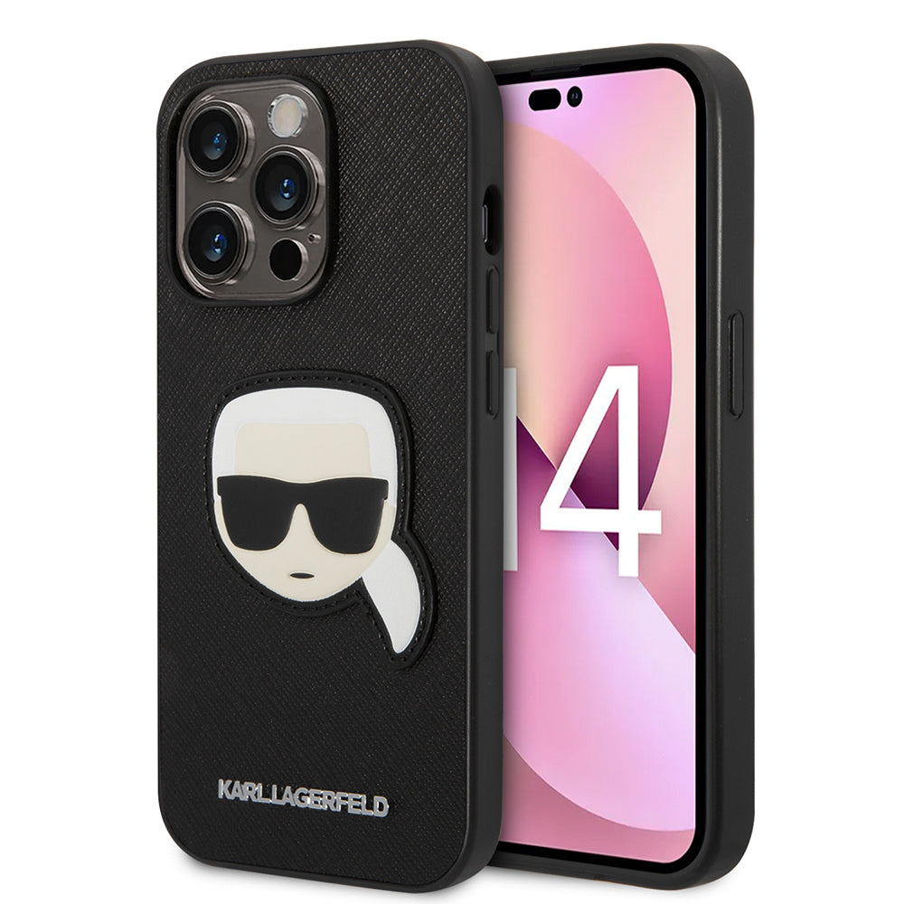 Futrola za Apple iPhone 14 Pro, Karl Lagerfeld, Saffiano Karl's Head, Crna
