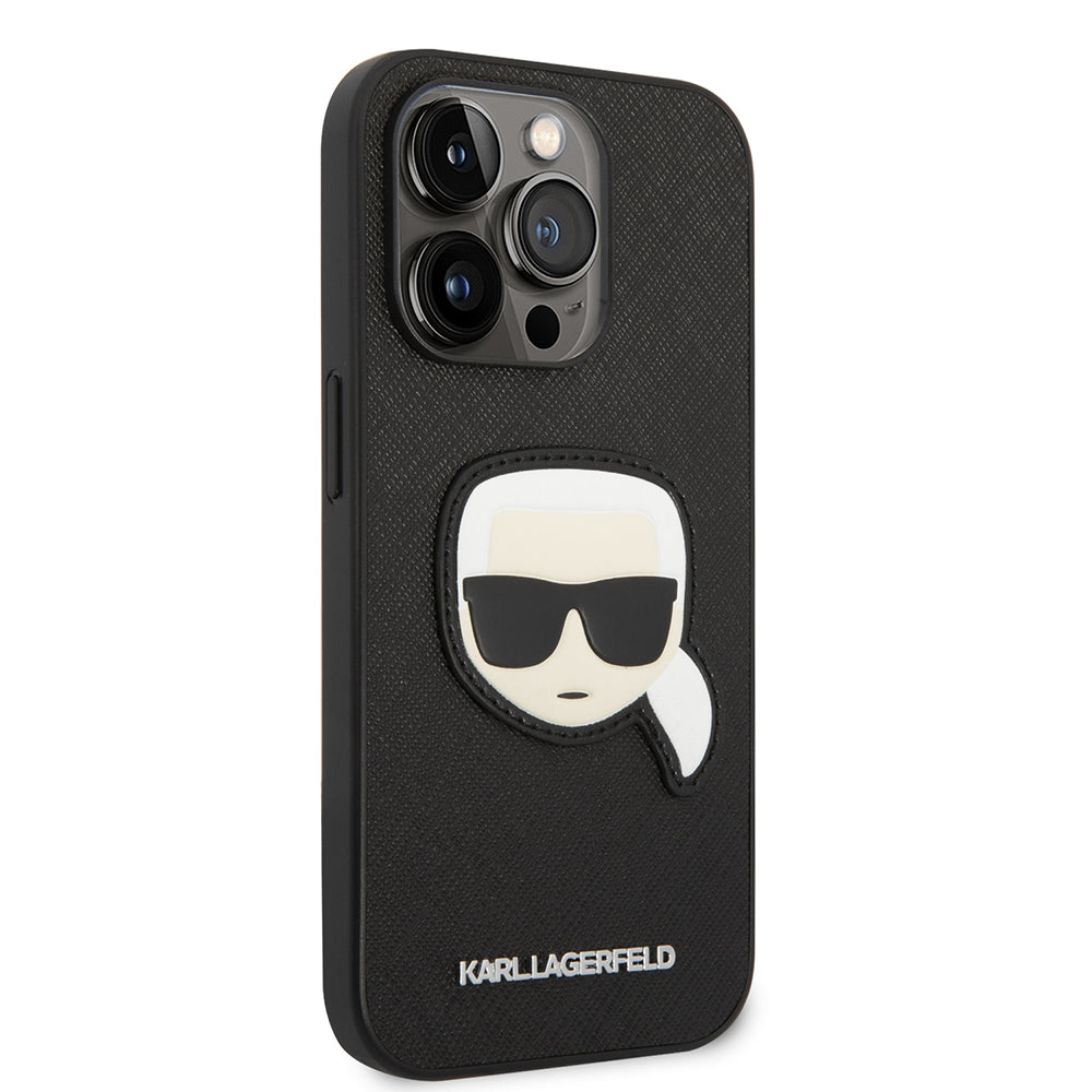 Futrola za Apple iPhone 14 Pro, Karl Lagerfeld, Saffiano Karl's Head, Crna