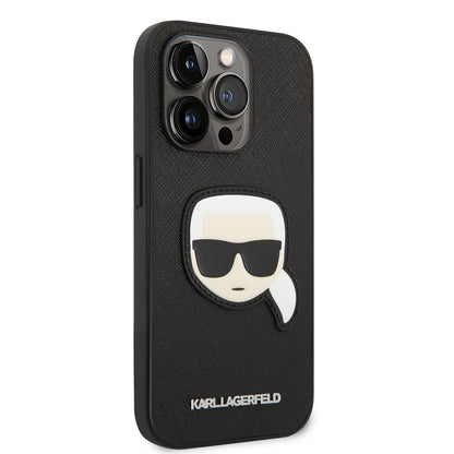 Futrola za Apple iPhone 14 Pro, Karl Lagerfeld, Saffiano Karl's Head, Crna