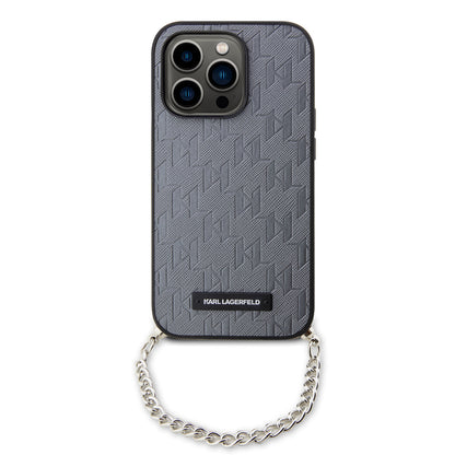 Futrola za Apple iPhone 14 Pro, Karl Lagerfeld, Saffiano Monogram Chain, Srebrna